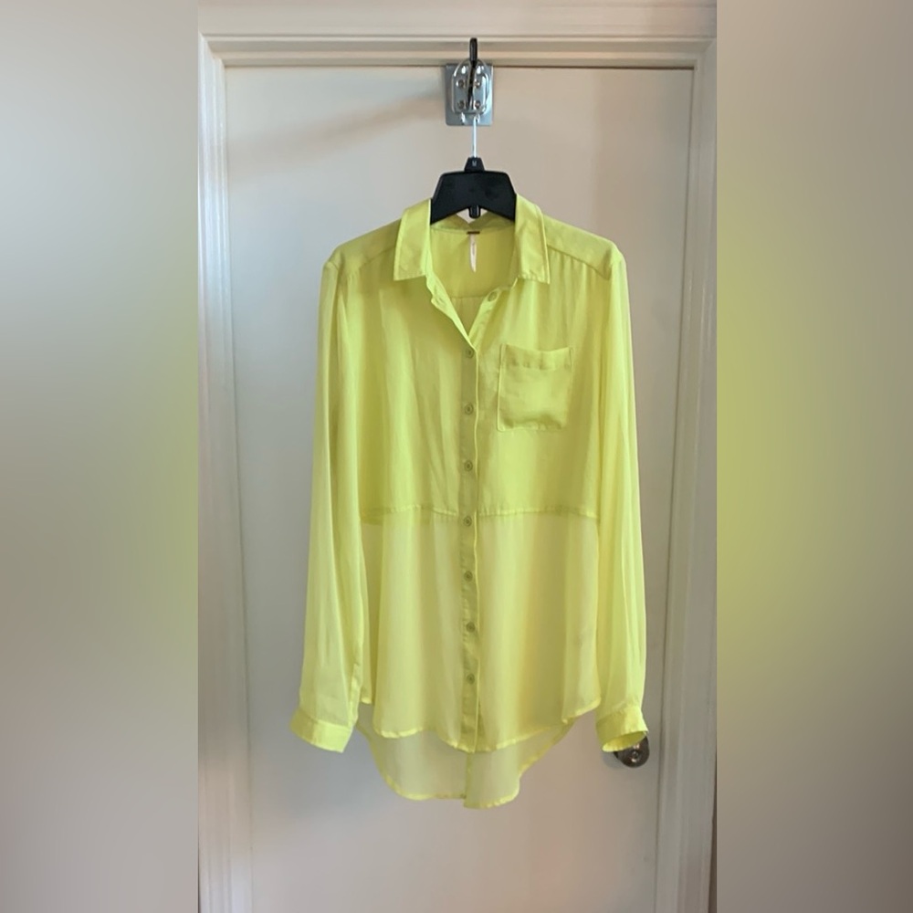 Free People lime colored  Button-Up Blouse size Small